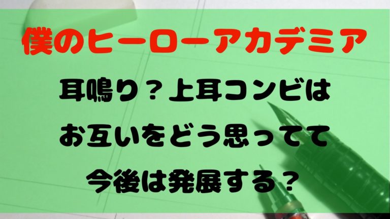 【ヒロアカ】耳鳴りコンビはお互いをどう思ってる？今後は発展する？