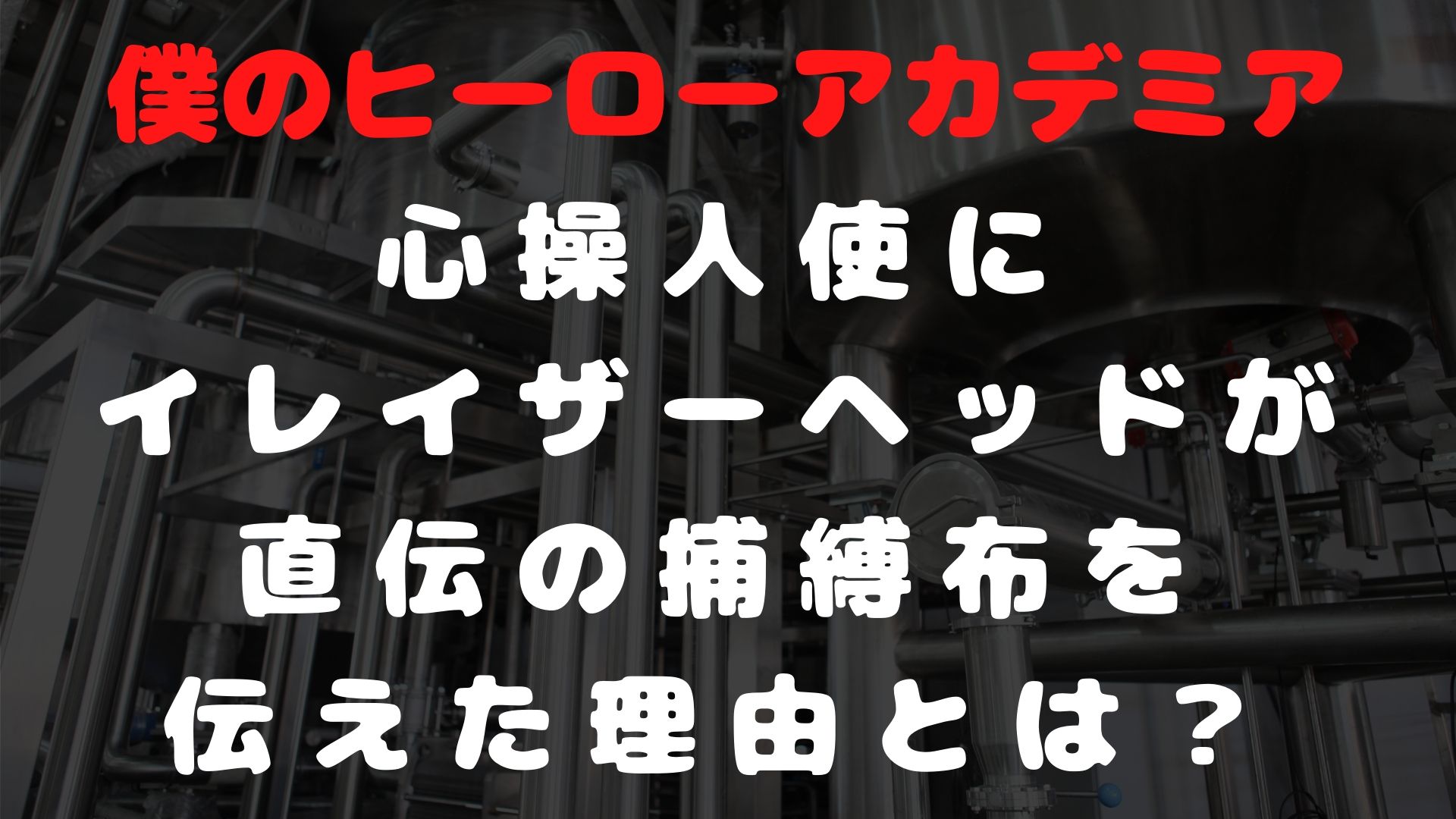 ヒロアカ 心操人使にイレイザーヘッドが直伝の捕縛布を伝えた理由とは 1651blog ひろこいぶろく